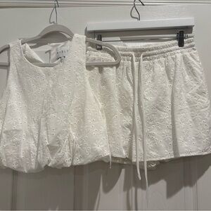 White Eyelet Embroidered Two-Piece Set – Tank & Shorts – Size M - NEW NEVWE WORN